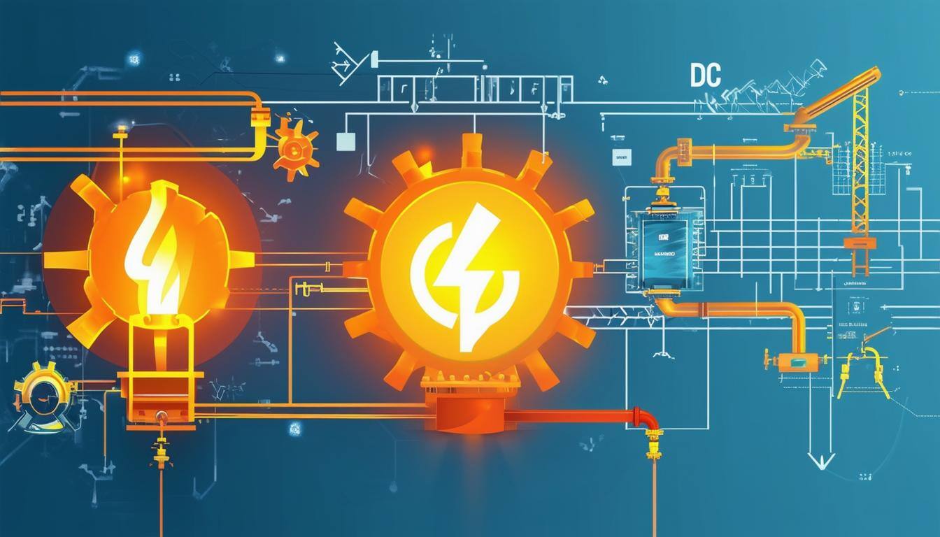 The image should feature a streamlined process flow with DC power, emphasizing energy savings, reduced heat loss, and optimized system performance