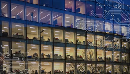 office building lit up at night industrial peripheral devices lighting controls