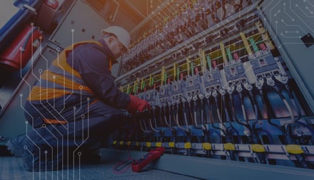 Construction worker inspecting automation system