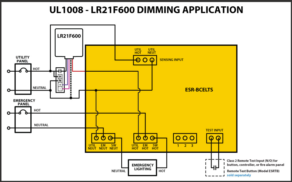 UL1008-LR21F600 Dimming Application Wiring Diagram with ESR-BCELTS