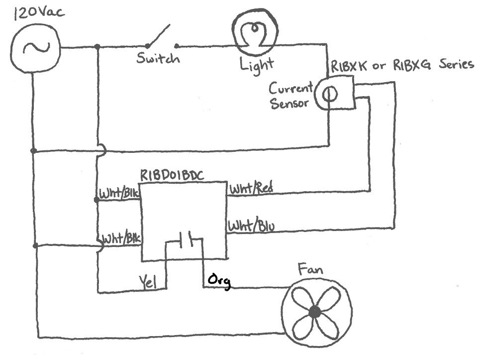 RIBD01BDC Wiring Diagram for Delayed Bathroom Exhaust Fan