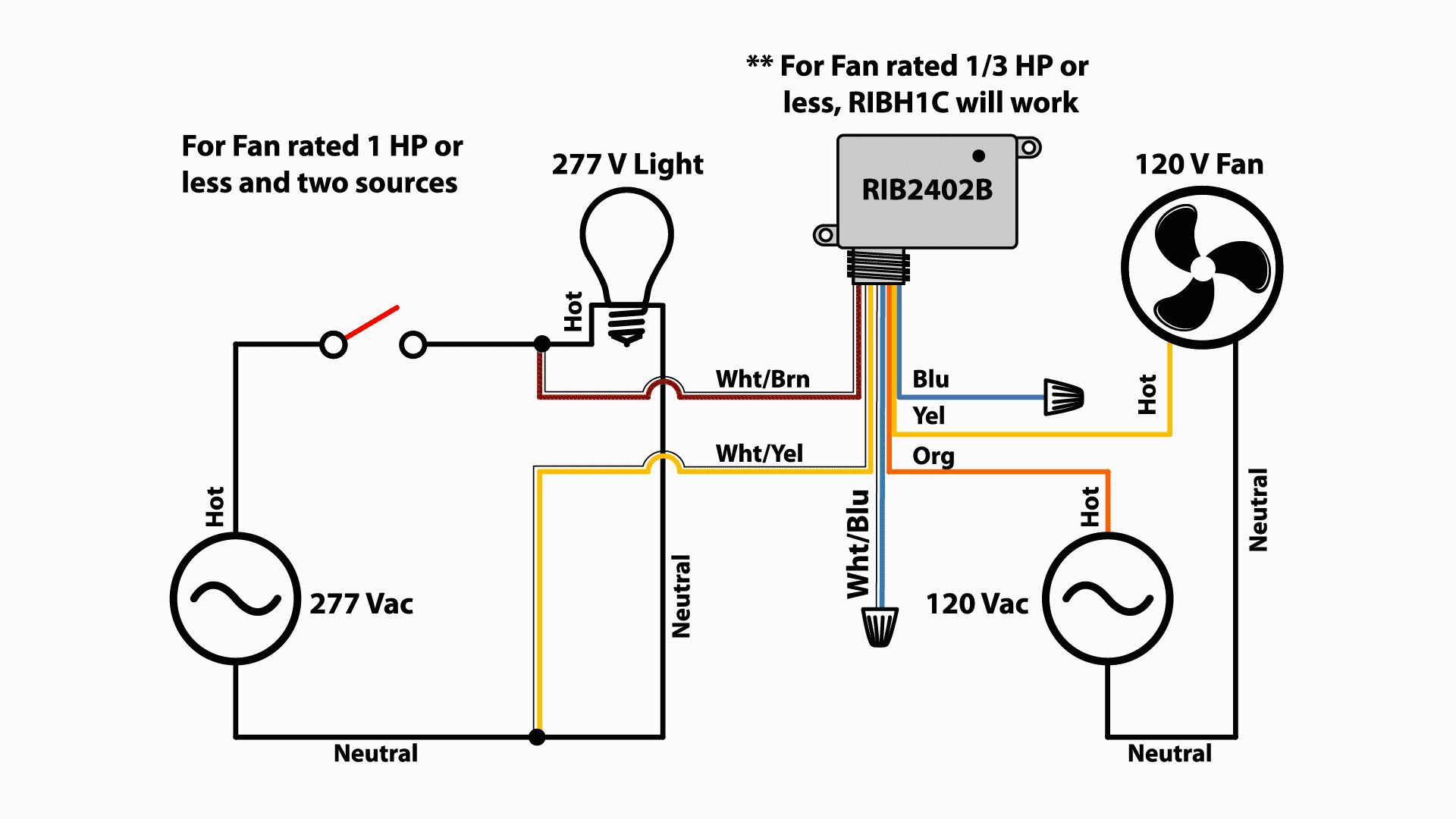 RIB2402B Wiring Diagram for Bathroom Fan RIB2402B Wiring Diagram for Bathroom Fan