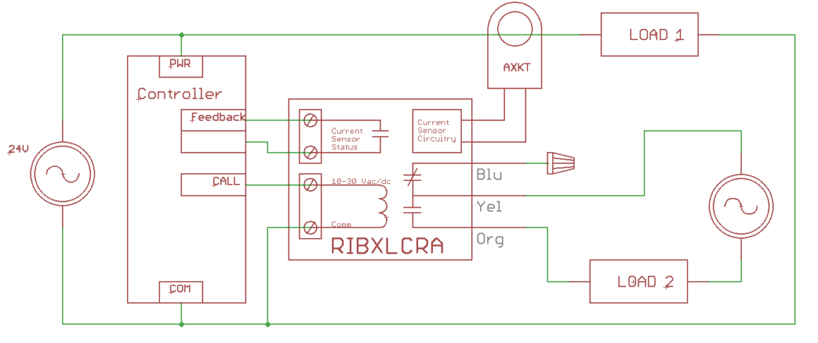 Simple current sensor relay combination